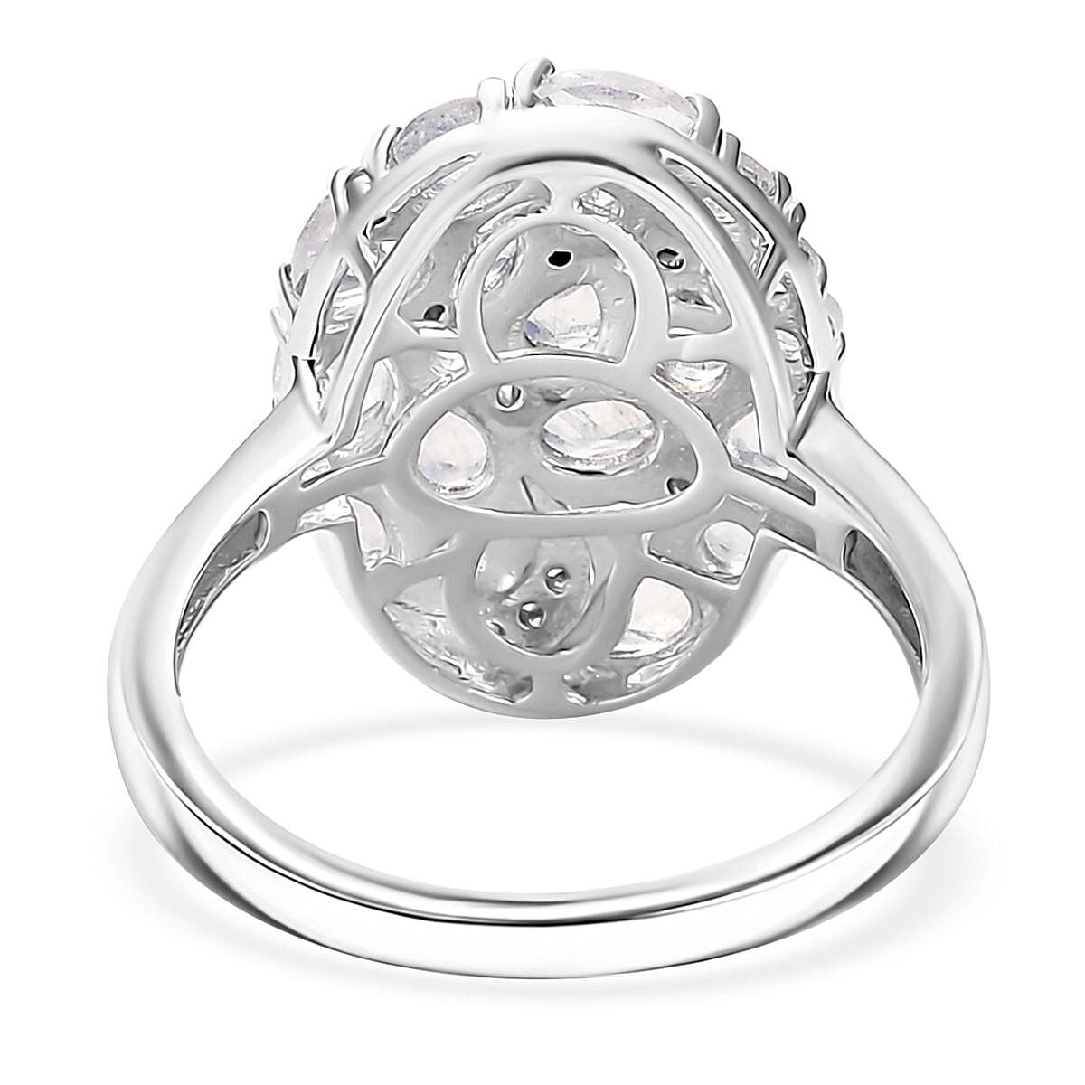 Karis Moon Glow Moonstone and White Zircon 2.00 ctw Moon Star Galaxy Ring 18K YG Plated and Platinum Bond (Size 6.0) image number 4