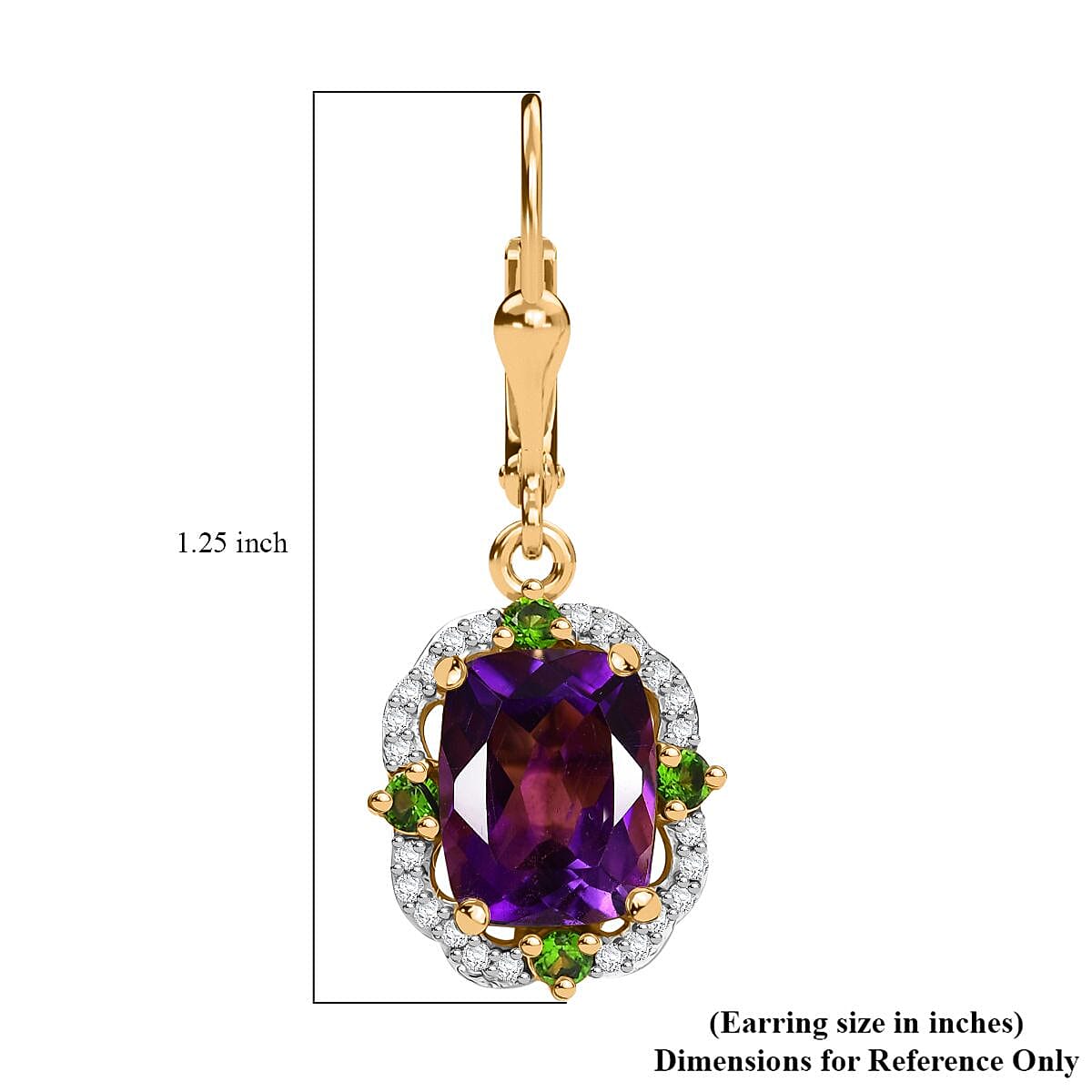 D'Joy Zambian Amethyst and Multi Gemstone 5.50 ctw Art Deco Earrings in 18K Vermeil Yellow Gold Over Sterling Silver image number 5