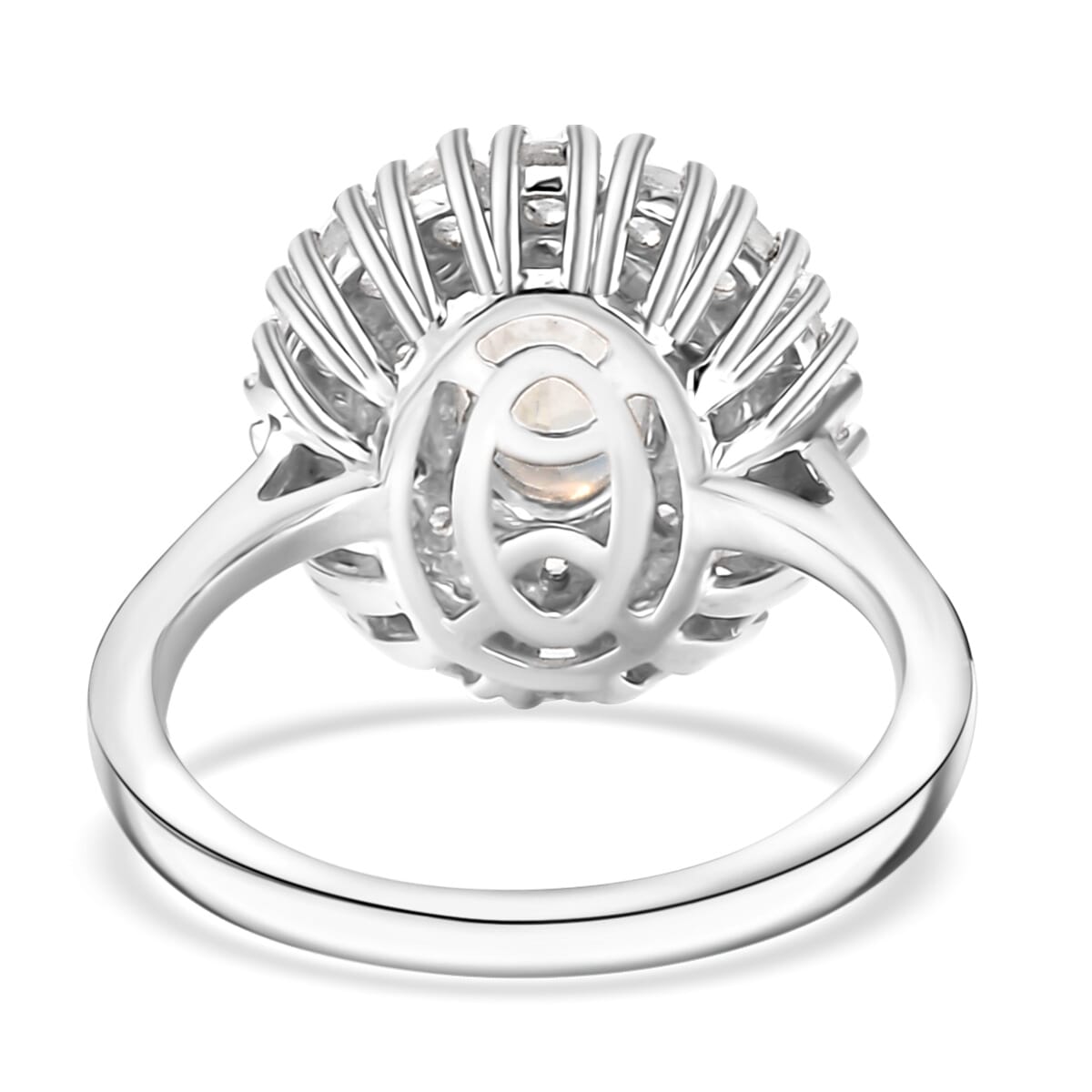 D'Joy Moon Glow Moonstone and White Zircon 2.35 ctw Celestial Elegance Ring in Platinum Over Sterling Silver (Size 10.0) image number 4