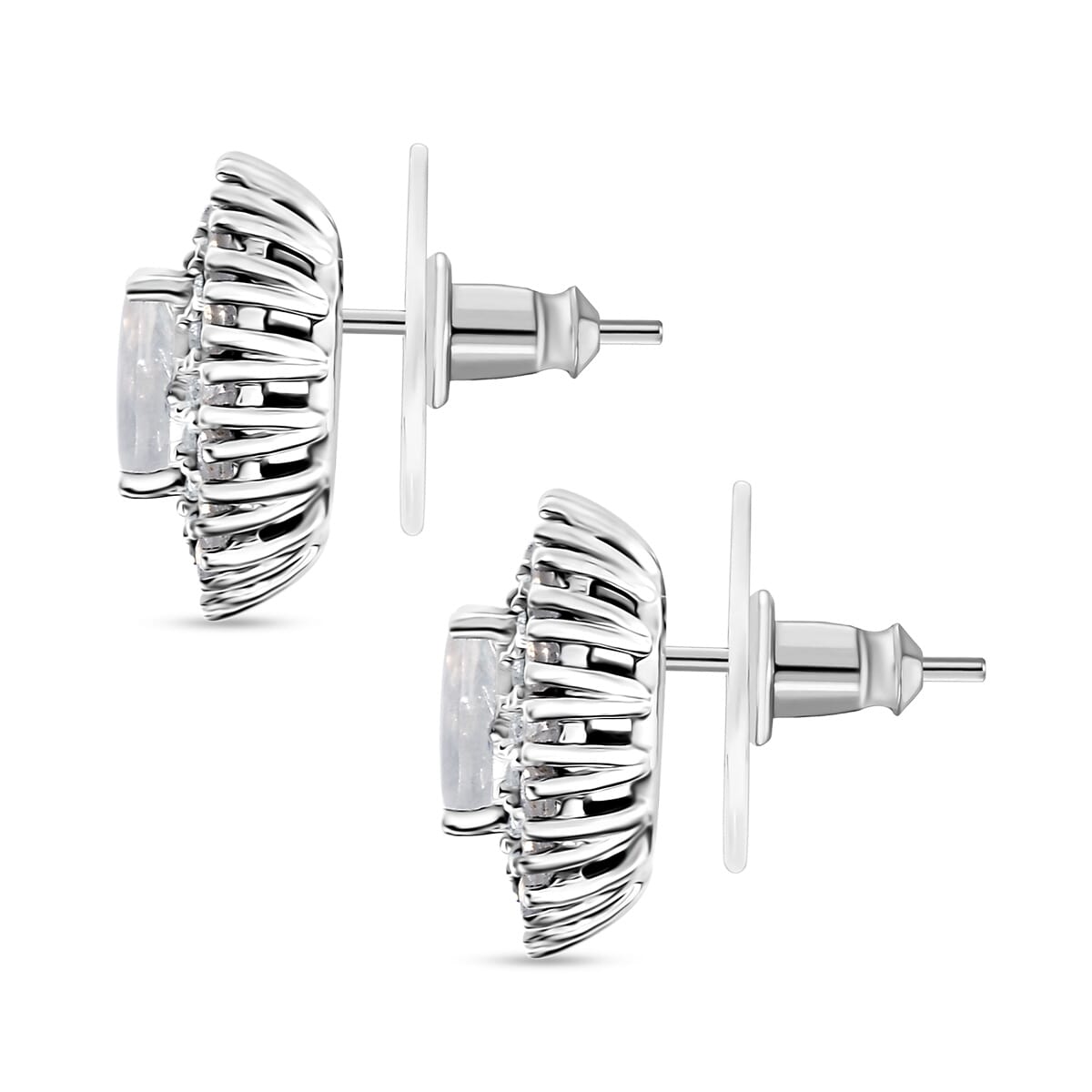 D'Joy Moon Glow Moonstone and White Zircon 2.75 ctw Celestial Elegance Earrings in Platinum Over Sterling Silver image number 4