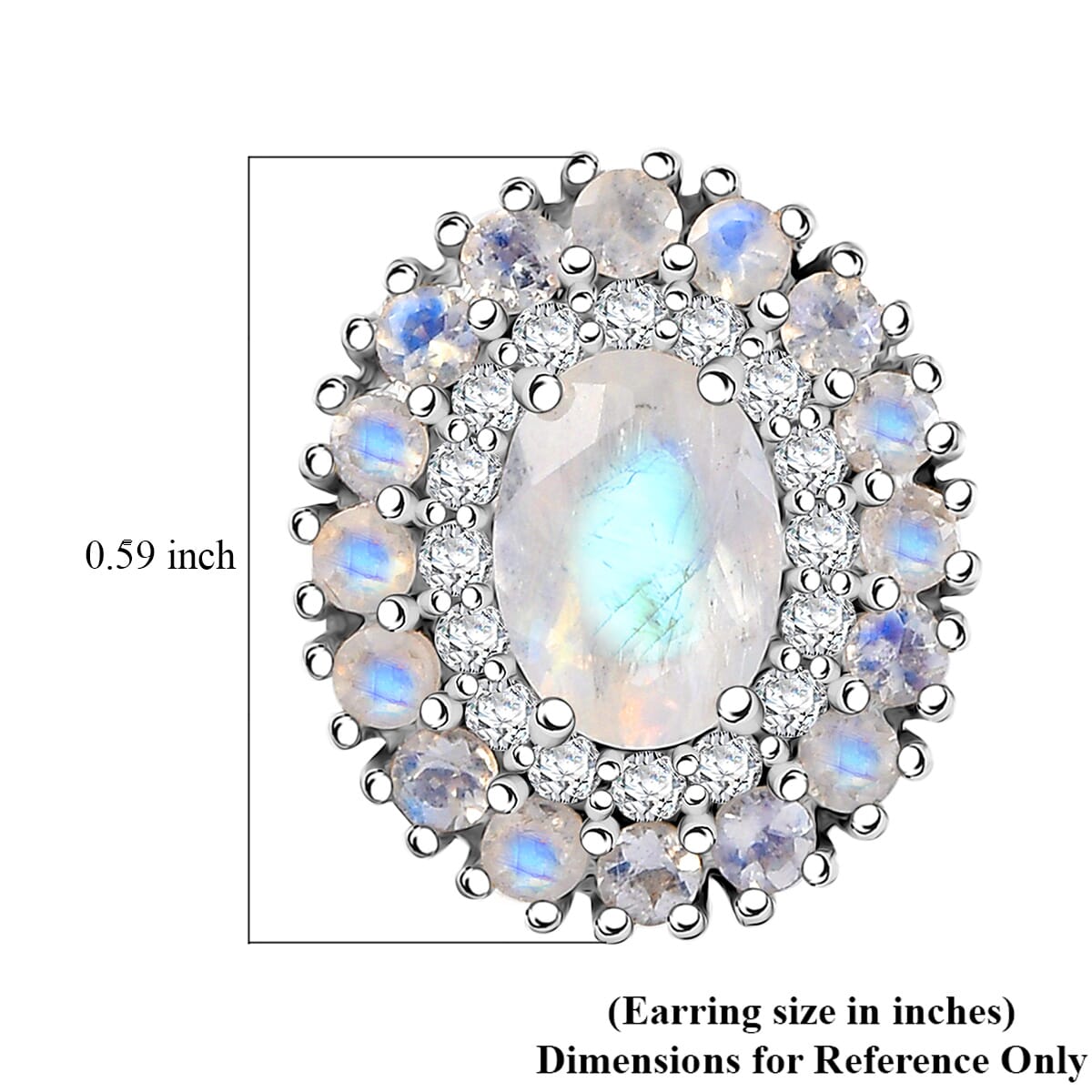 D'Joy Moon Glow Moonstone and White Zircon 2.75 ctw Celestial Elegance Earrings in Platinum Over Sterling Silver image number 5