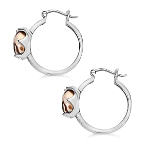 Peanut Wood Jasper Full Hoop 10.00 ctw Earrings in Stainless Steel