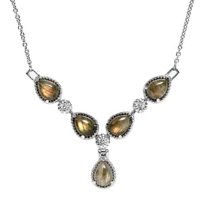 Malagasy Labradorite 7.15 ctw Necklace in Stainless Steel 18 Inches