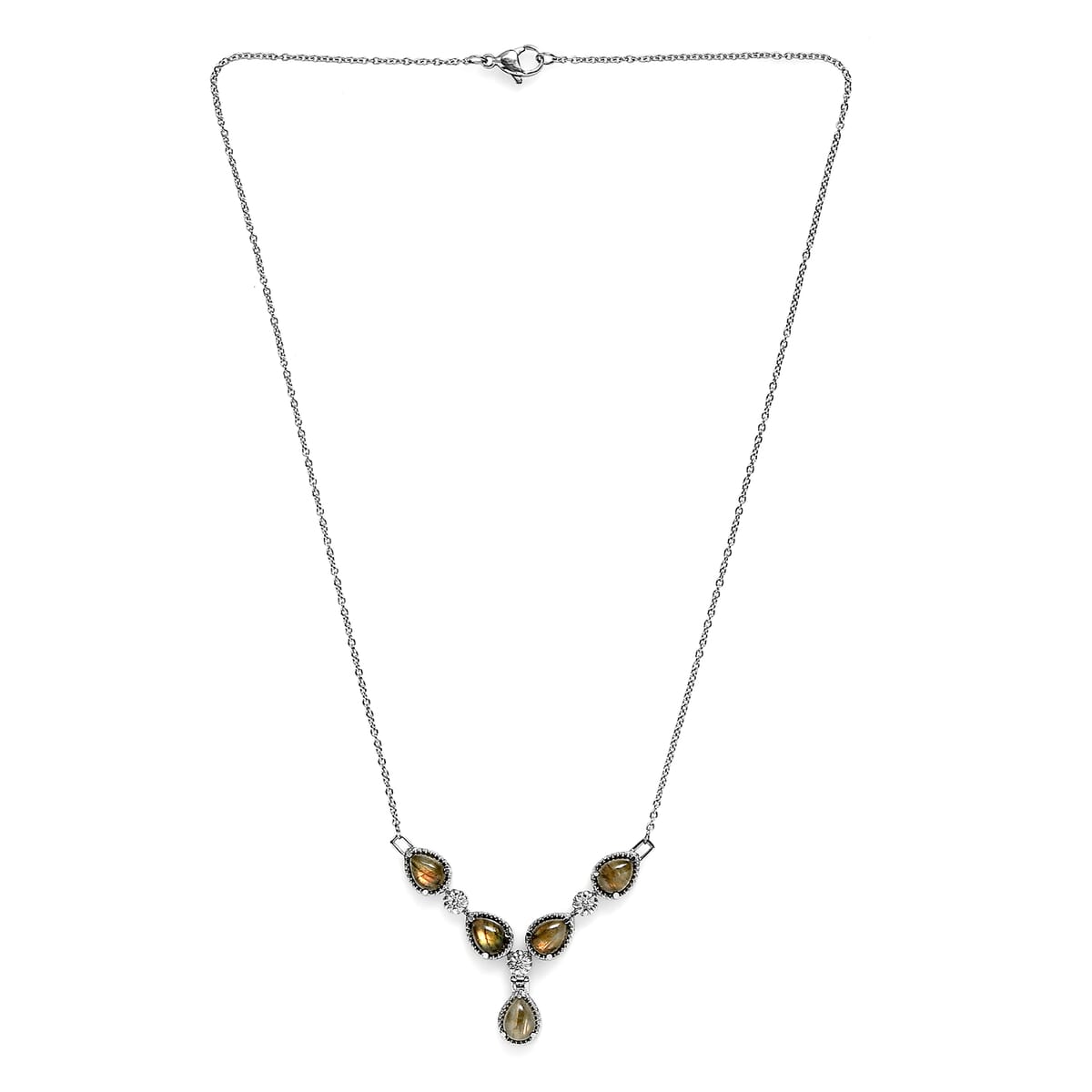 Malagasy Labradorite 7.15 ctw Necklace in Stainless Steel 18 Inches image number 3