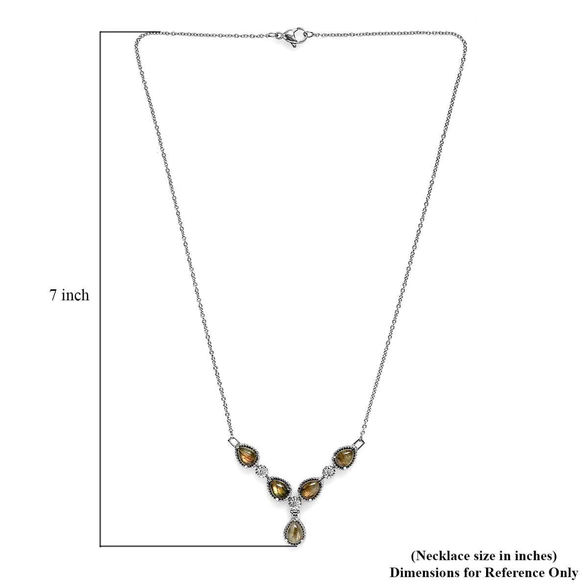 Malagasy Labradorite 7.15 ctw Necklace in Stainless Steel 18 Inches image number 5