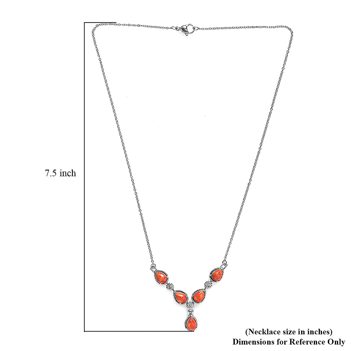 Mojave Orange Turquoise 6.50 ctw Necklace in Stainless Steel 18 Inches image number 5