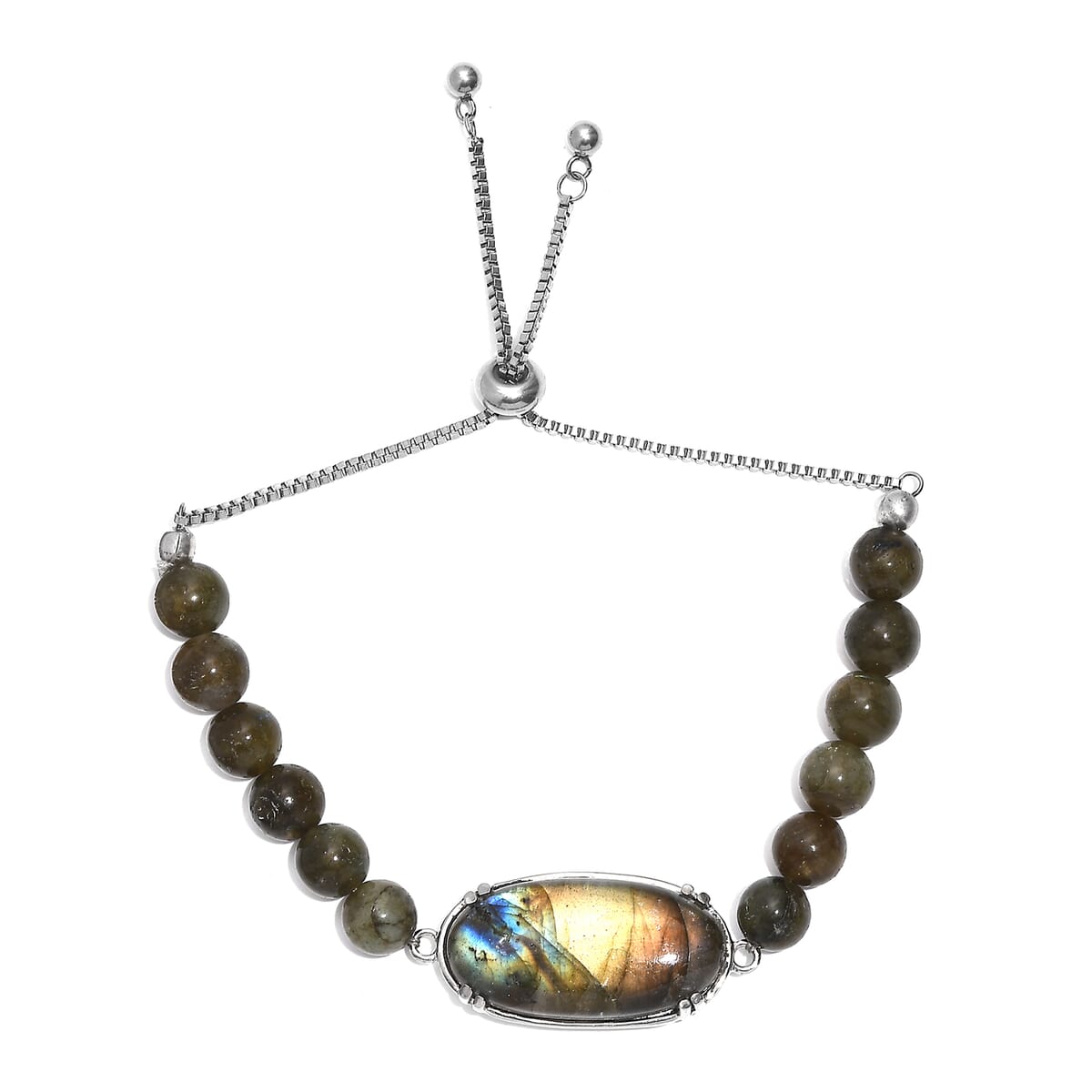Malagasy Labradorite 70.50 ctw Bracelet in Stainless Steel image number 0
