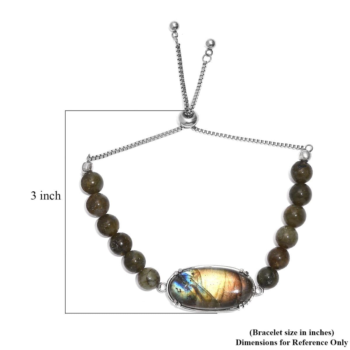 Malagasy Labradorite 70.50 ctw Bracelet in Stainless Steel image number 3