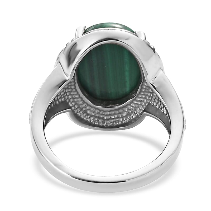 African Malachite 13.90 ctw Ring in Stainless Steel (Size 10.0)