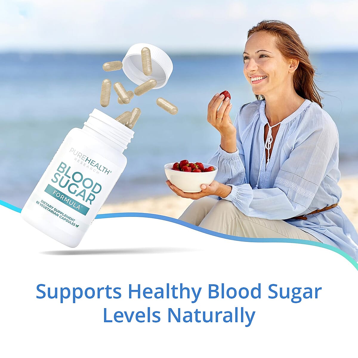 PureHealth Research Blood Sugar Dietary Supplement 60 Vegetarian Capsules image number 4