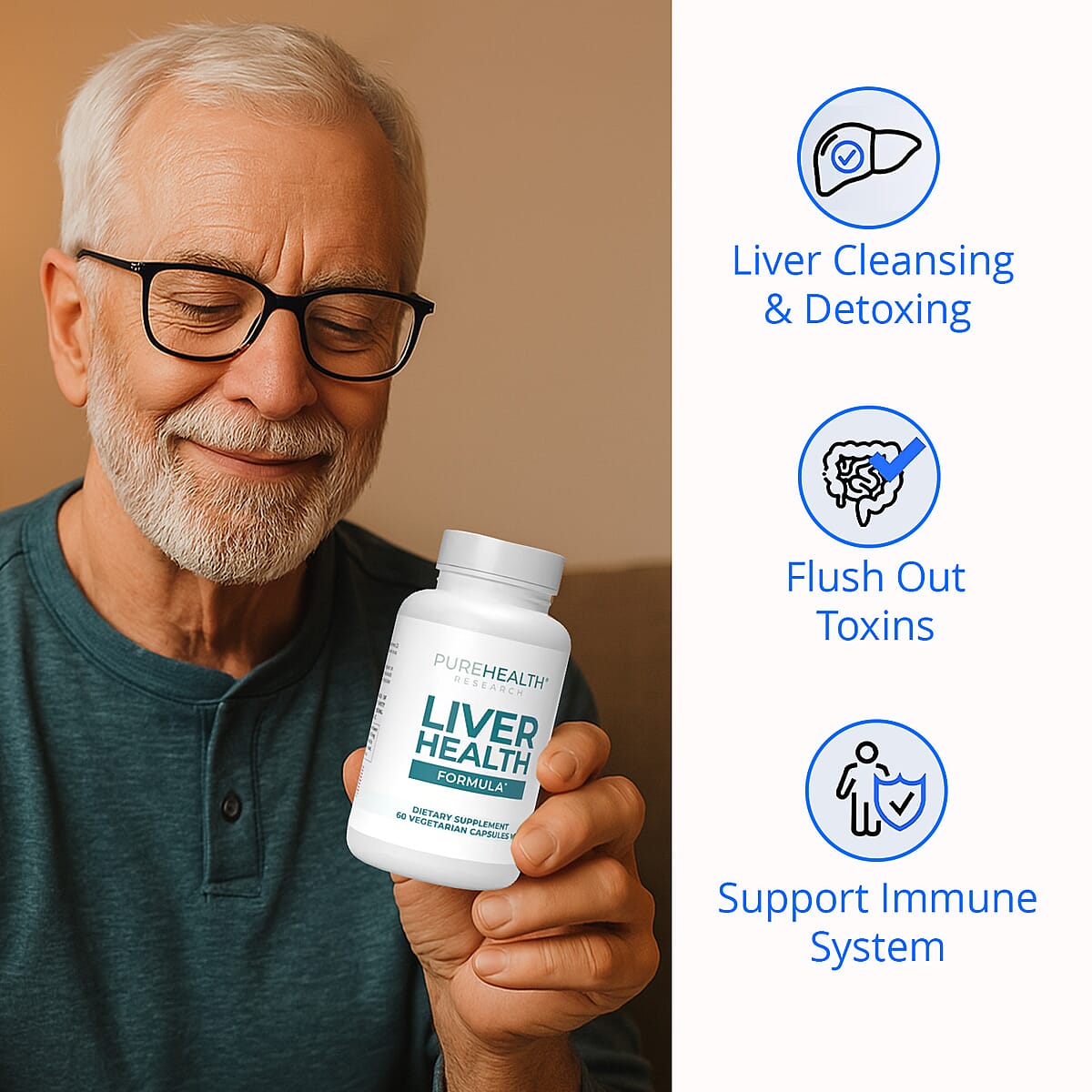 PureHealth Research Liver Health Dietary Supplement 60 Vegetarian Capsules image number 1