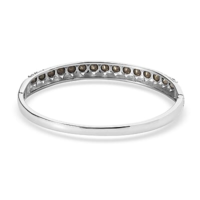 J Francis Embellished with Aquamarine Color Crystal by Swarovski Bangle Bracelet in Stainless Steel (7.50 in)
