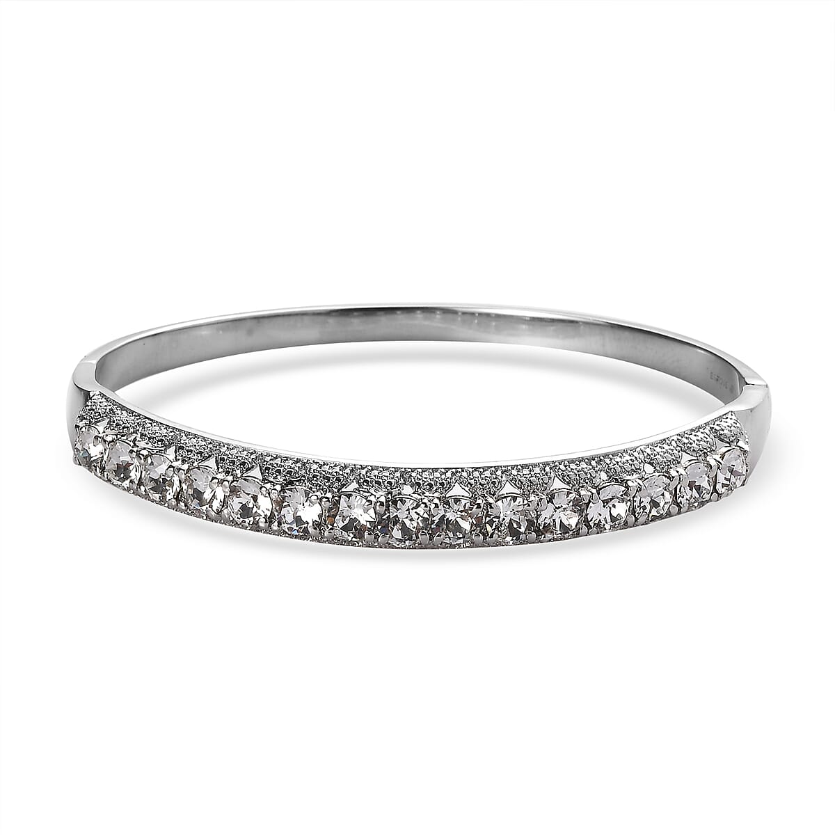 Value Buy J Francis Embellished with Crystal by Swarovski Bangle Bracelet in Stainless Steel (7.50 In) image number 0