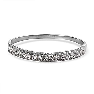Value Buy J Francis Embellished with Crystal by Swarovski Bangle Bracelet in Stainless Steel (7.50 In)