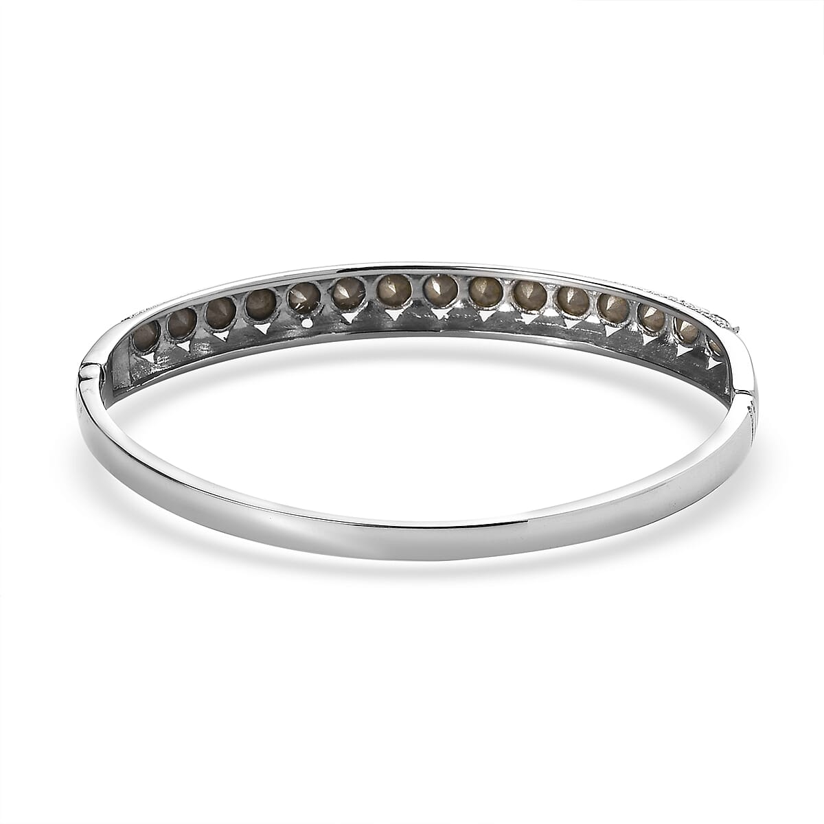 Value Buy J Francis Embellished with Crystal by Swarovski Bangle Bracelet in Stainless Steel (7.50 In) image number 4