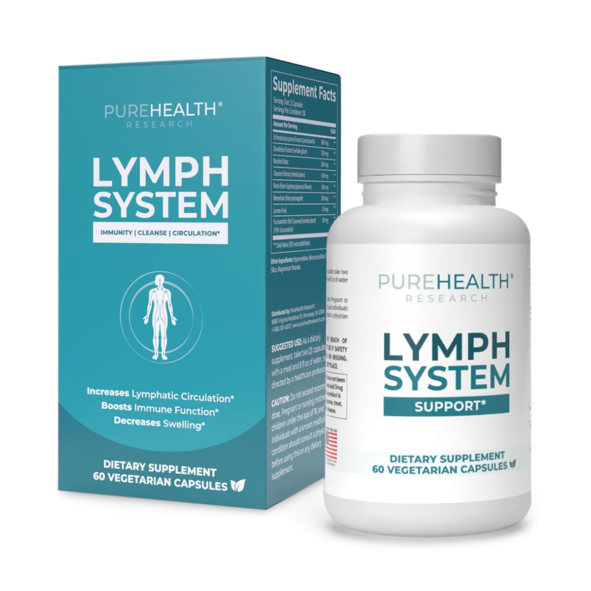 PureHealth Research Lymph System Support Dietary Supplement 60 Vegetarian Capsules image number 0