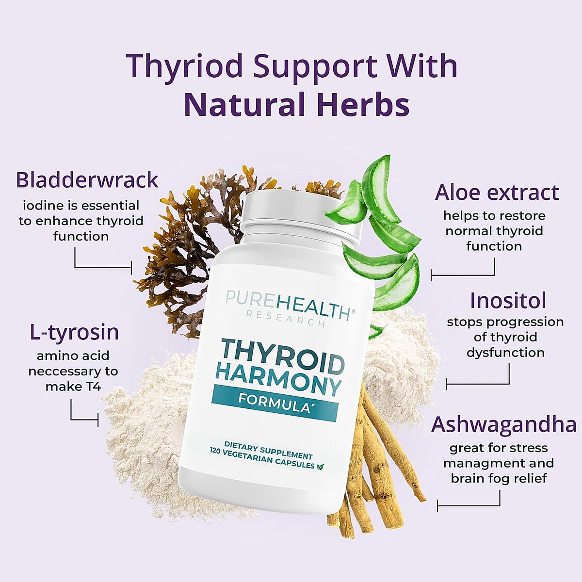 PureHealth Research Thyroid-harmony Dietary Supplement 120 Vegetarian Capsules image number 5