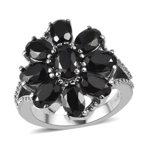 Thai Black Spinel 4.90 ctw Ring in Stainless Steel (Size 10.0)