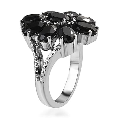 Thai Black Spinel 4.90 ctw Ring in Stainless Steel (Size 10.0)