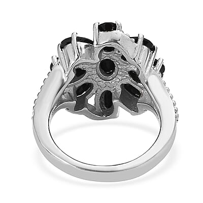 Thai Black Spinel 4.90 ctw Ring in Stainless Steel (Size 10.0)