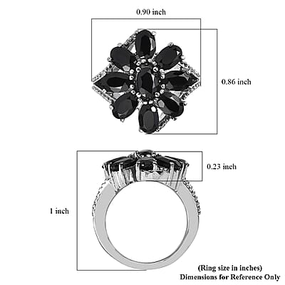 Thai Black Spinel 4.90 ctw Ring in Stainless Steel (Size 10.0)