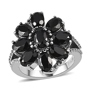Thai Black Spinel 4.90 ctw Ring in Stainless Steel (Size 9.0)