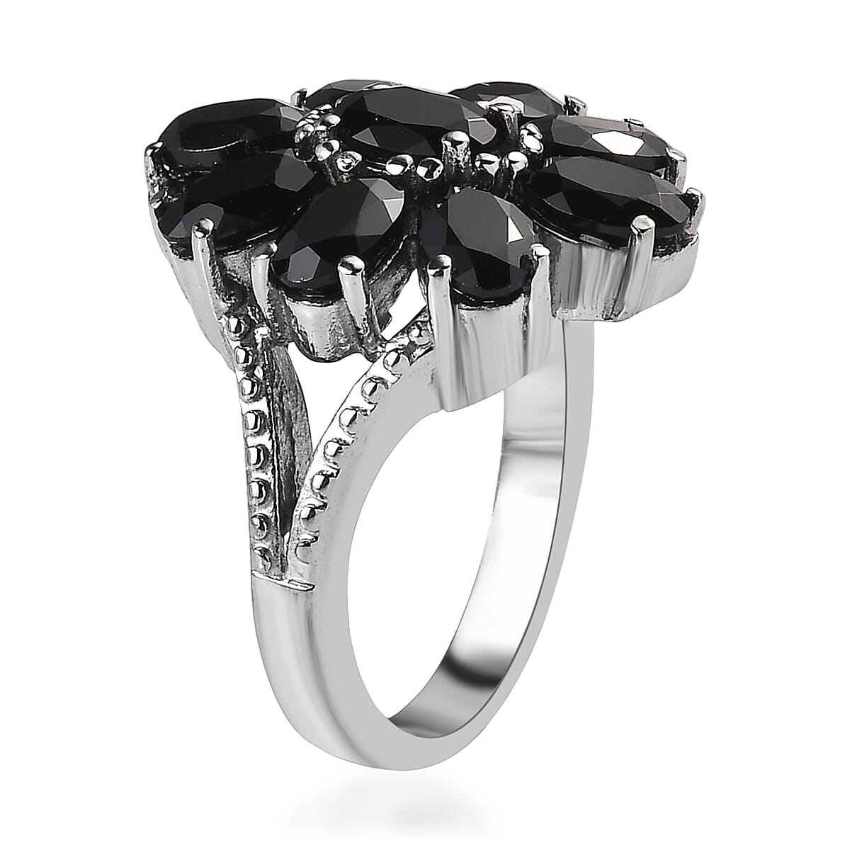 Thai Black Spinel 4.90 ctw Ring in Stainless Steel (Size 9.0) image number 3