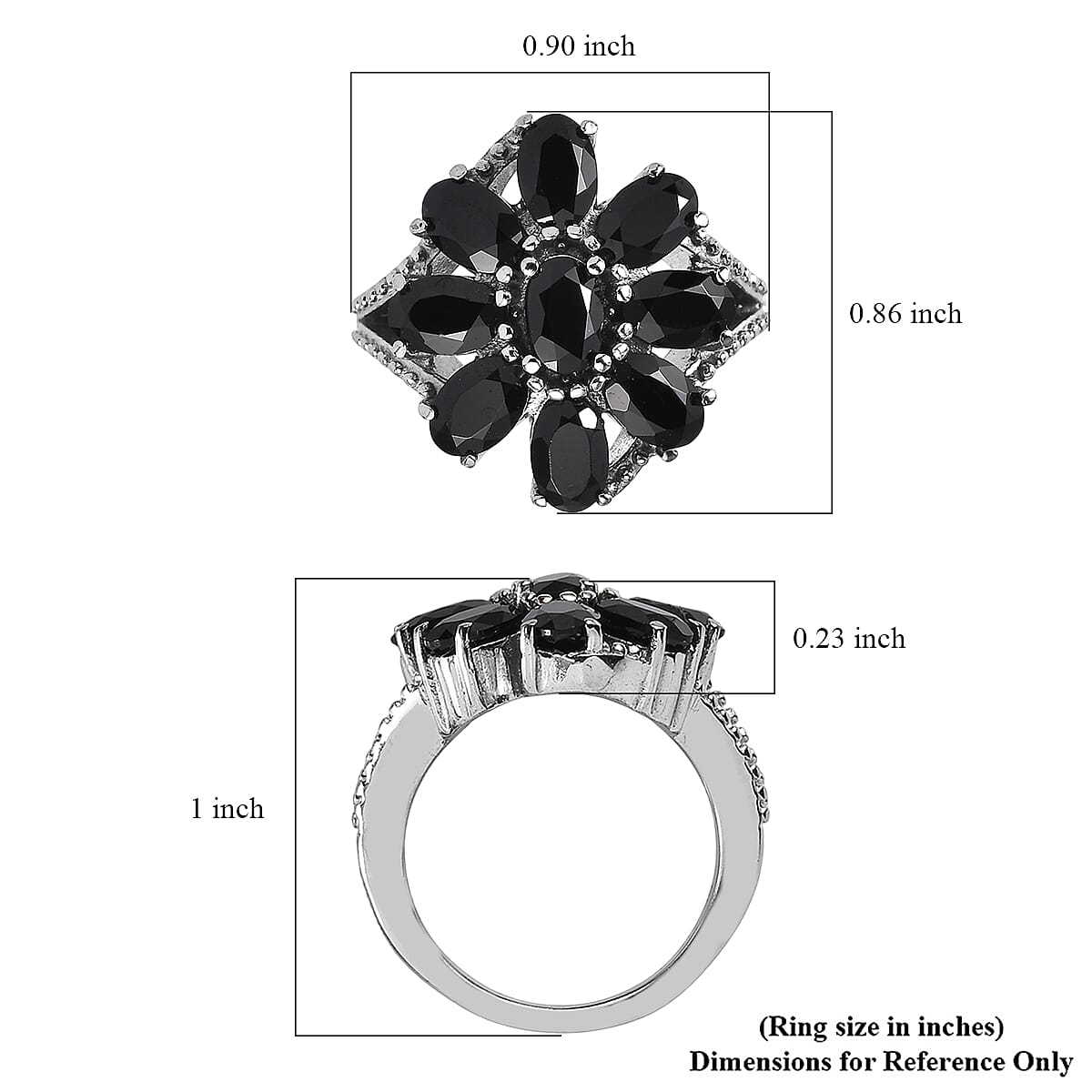 Thai Black Spinel 4.90 ctw Ring in Stainless Steel (Size 9.0) image number 5