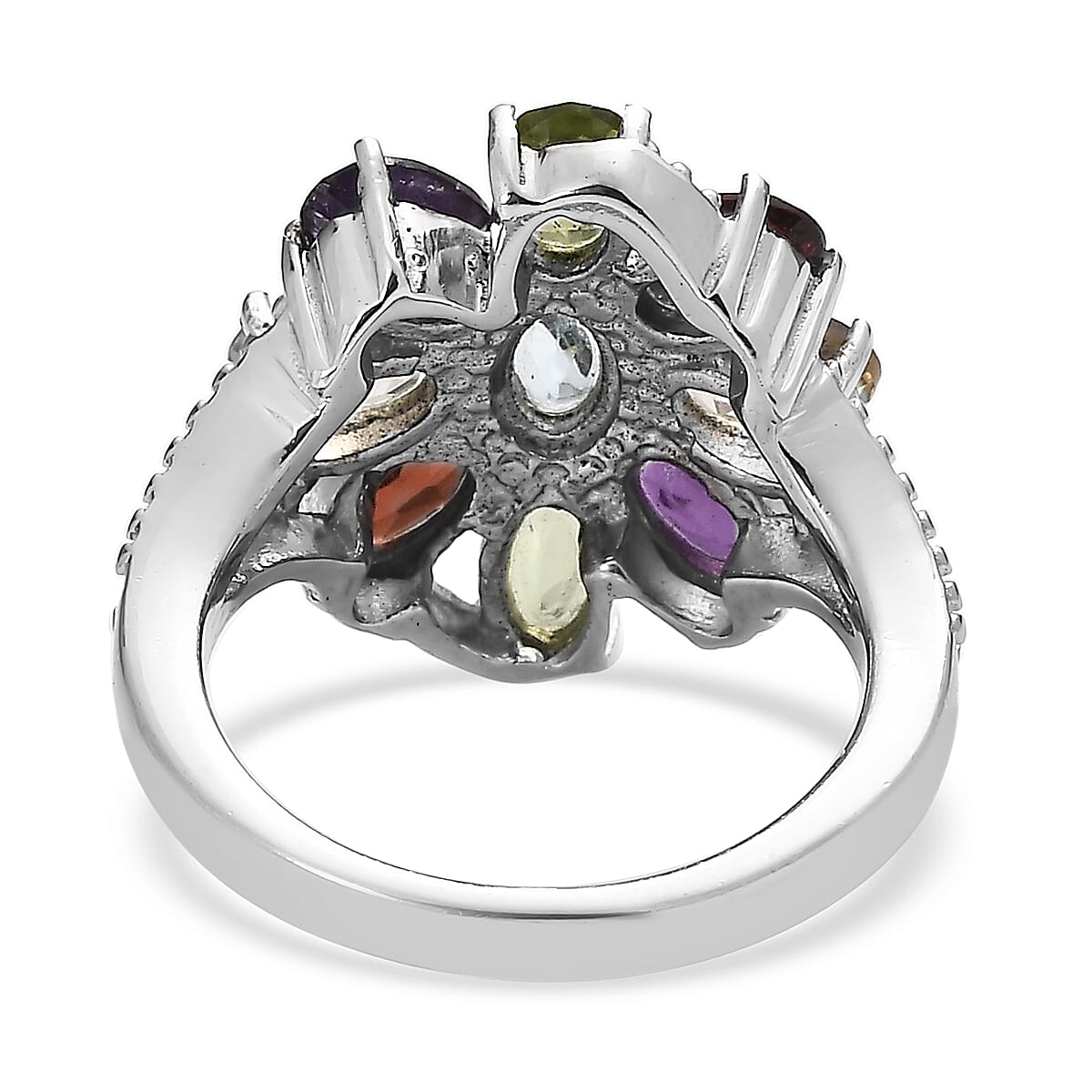 Sky Blue Topaz and Multi Gemstones 4.40 ctw Ring in Stainless Steel (Size 8.0) image number 4