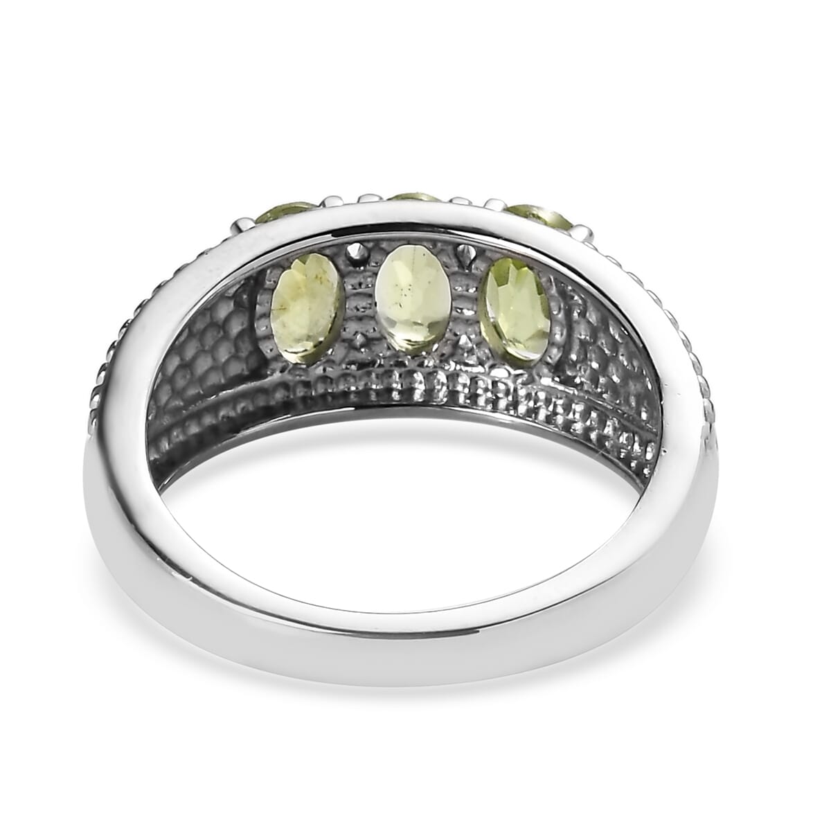 Peridot 1.40 ctw 3 Stone Ring in Stainless Steel (Size 6.0) image number 4
