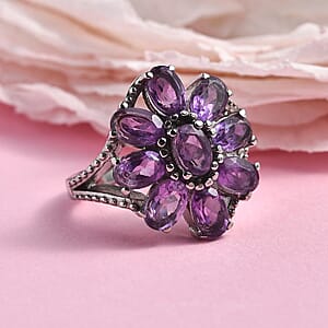 African Amethyst 3.30 ctw Ring in Stainless Steel (Size 8.0)