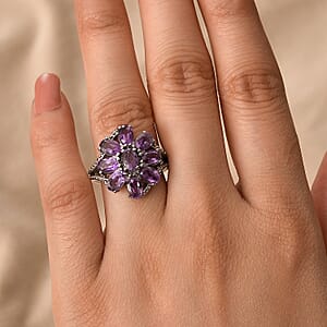 African Amethyst 3.30 ctw Ring in Stainless Steel (Size 8.0)