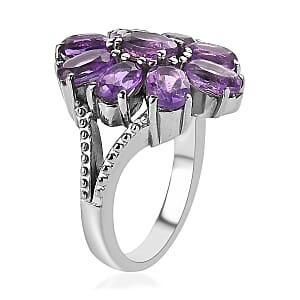 African Amethyst 3.30 ctw Ring in Stainless Steel (Size 8.0)