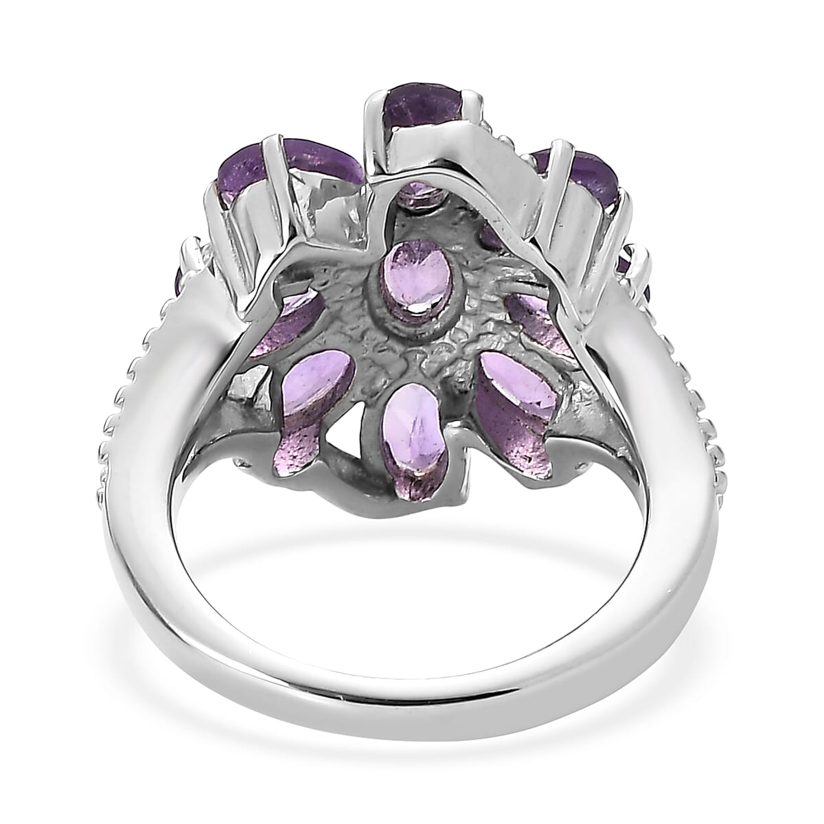 African Amethyst 3.30 ctw Ring in Stainless Steel (Size 8.0) image number 4