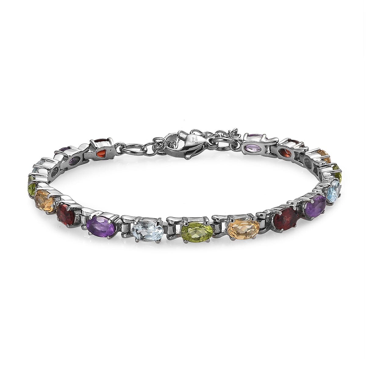 Mozambique Garnet and Multi Gemstones 8.20 ctw Bracelet in Stainless Steel (6.50 In) image number 0