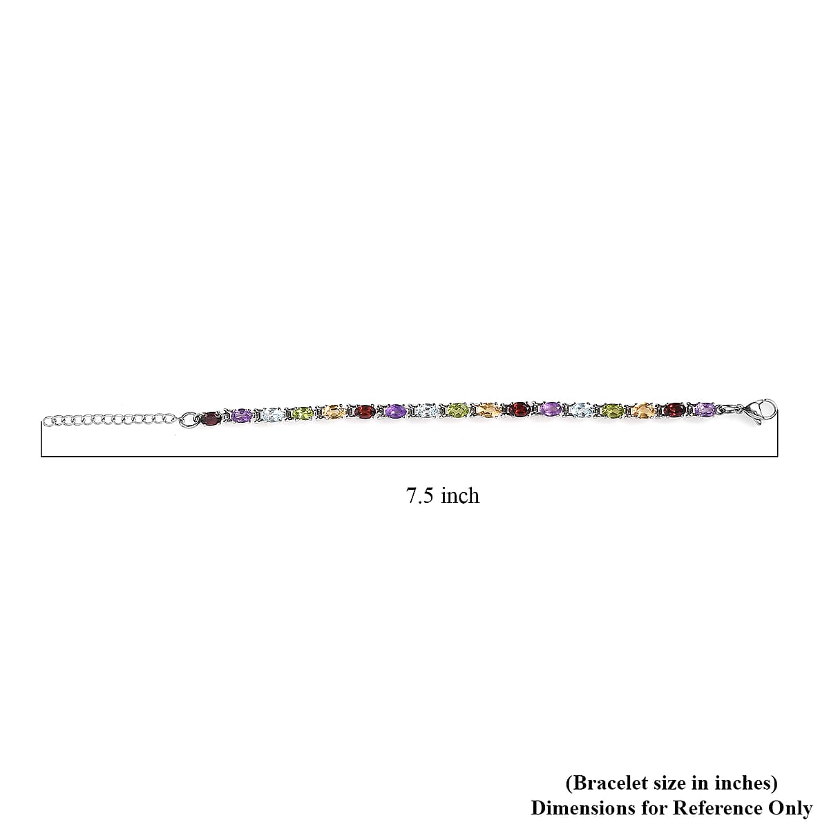 Mozambique Garnet and Multi Gemstones 8.20 ctw Bracelet in Stainless Steel (6.50 In) image number 4