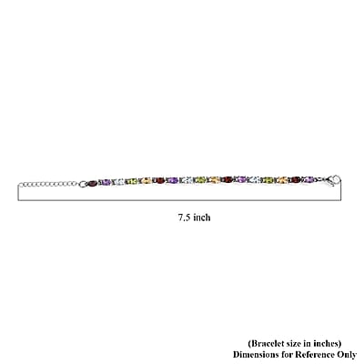 Mozambique Garnet and Multi Gemstones 8.20 ctw Bracelet in Stainless Steel (6.50 In)