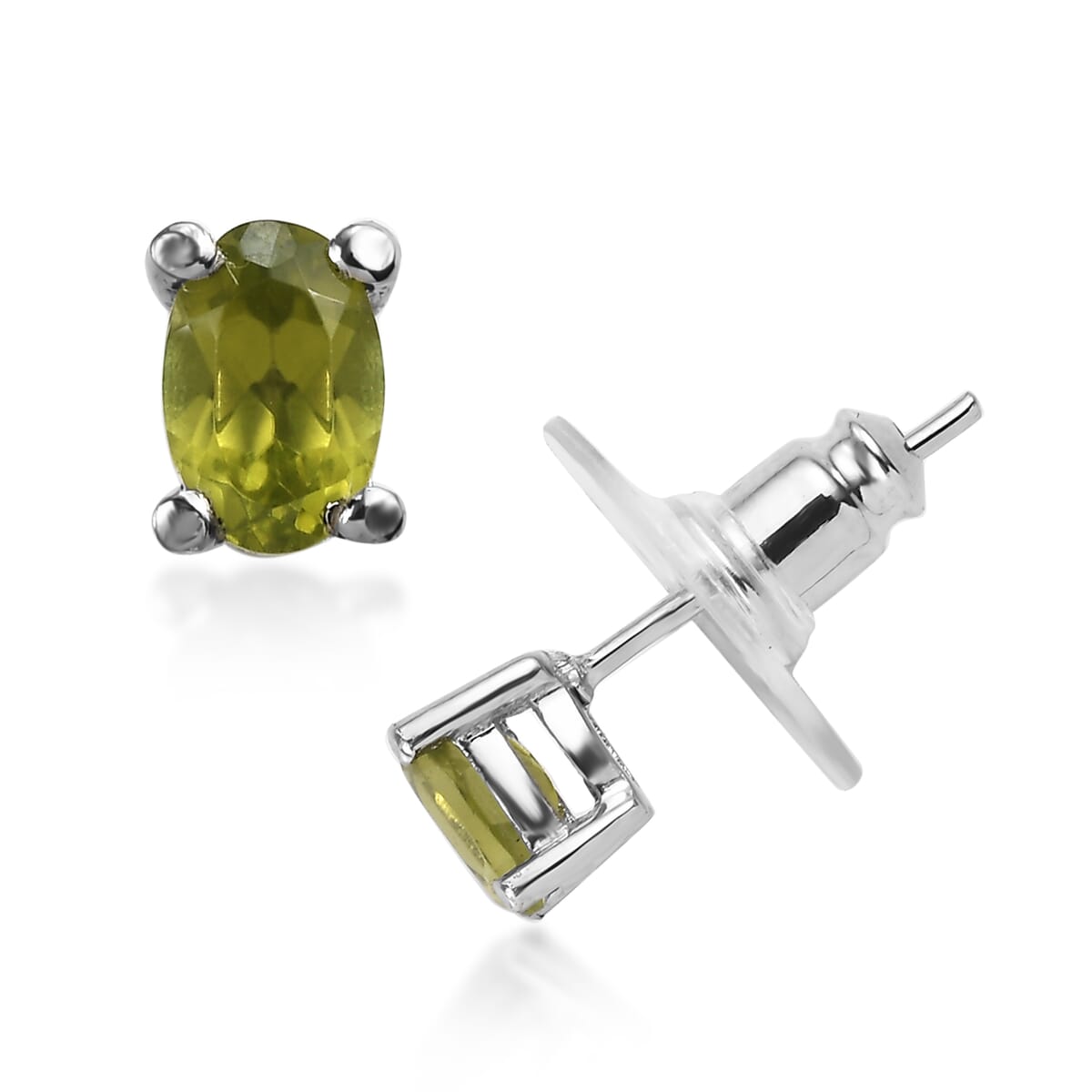 Peridot 0.90 ctw Earrings in Stainless Steel image number 0
