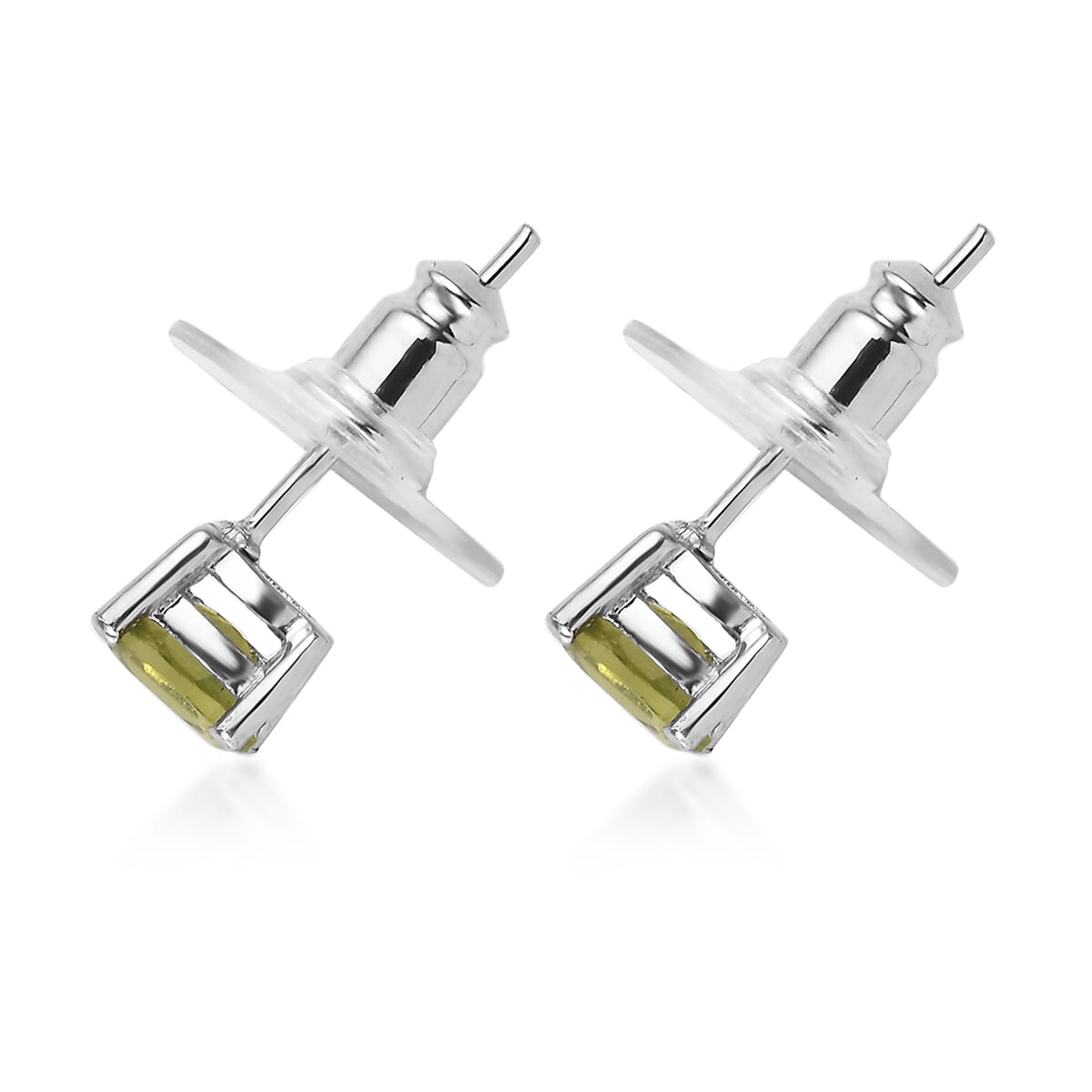 Peridot 0.90 ctw Earrings in Stainless Steel image number 3
