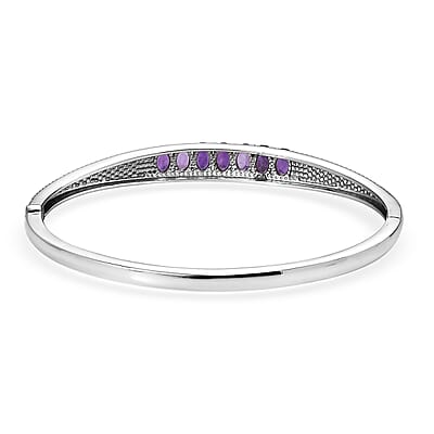 African Amethyst 2.90 ctw Bangle Bracelet in Stainless Steel (7.25 In)