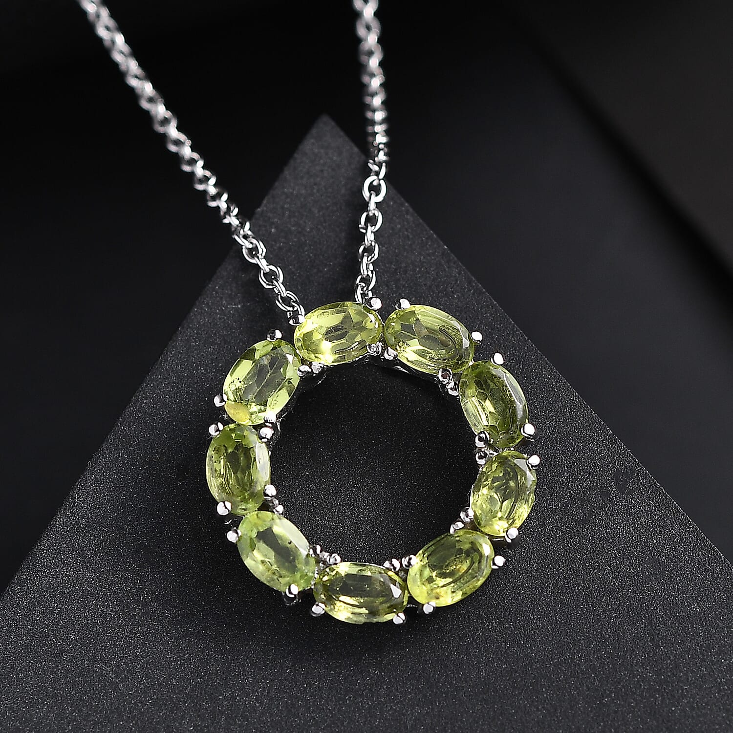 Peridot 3.90 ctw Fancy Necklace in Stainless Steel 18 Inches