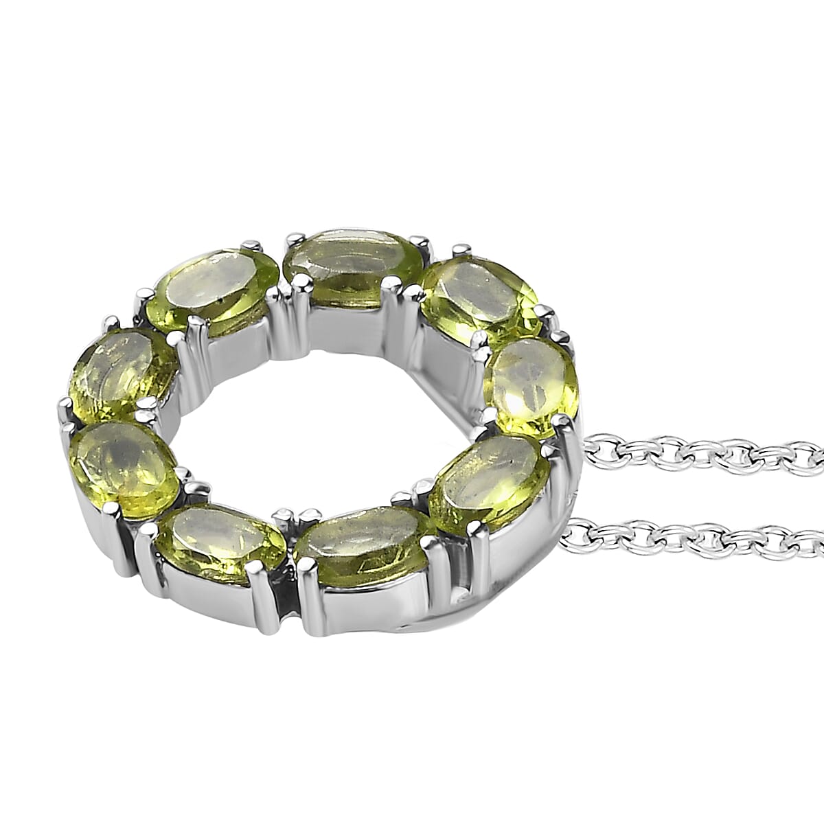 Peridot 3.90 ctw Fancy Necklace in Stainless Steel 18 Inches