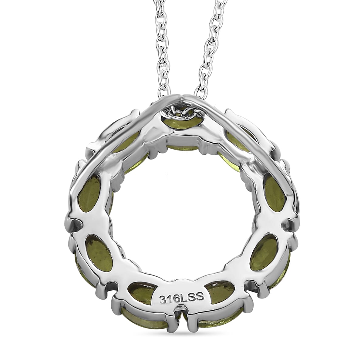 Peridot 3.90 ctw Fancy Necklace in Stainless Steel 18 Inches