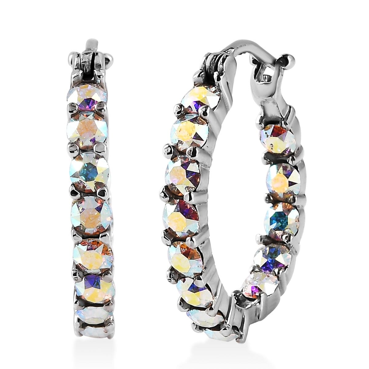 J Francis Embellished with Aurora Borealis Crystal by Swarovski 3.10 ctw Earrings in Stainless Steel image number 0