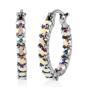 J Francis Embellished with Aurora Borealis Crystal by Swarovski 3.10 ctw Earrings in Stainless Steel