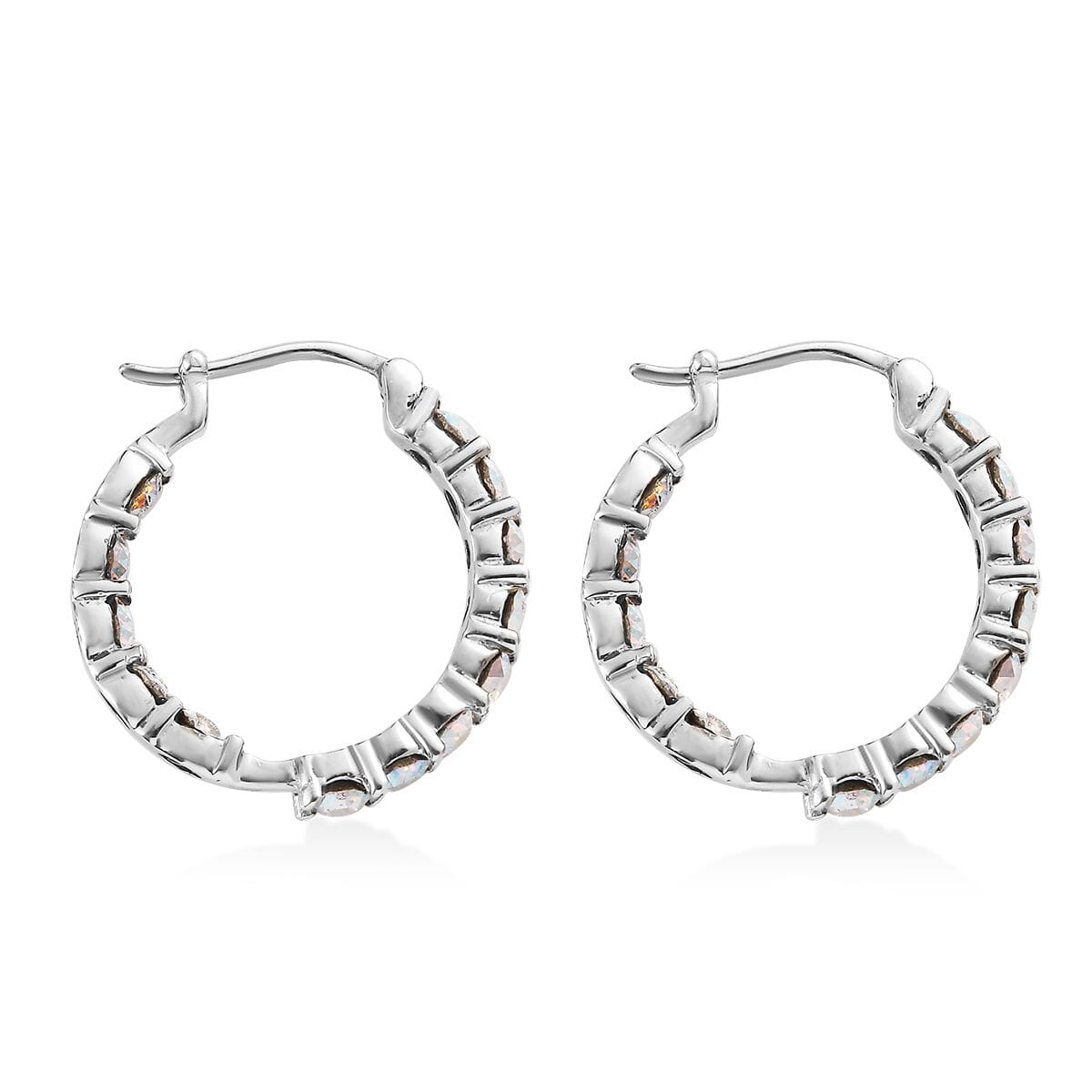 J Francis Embellished with Aurora Borealis Crystal by Swarovski 3.10 ctw Earrings in Stainless Steel image number 3