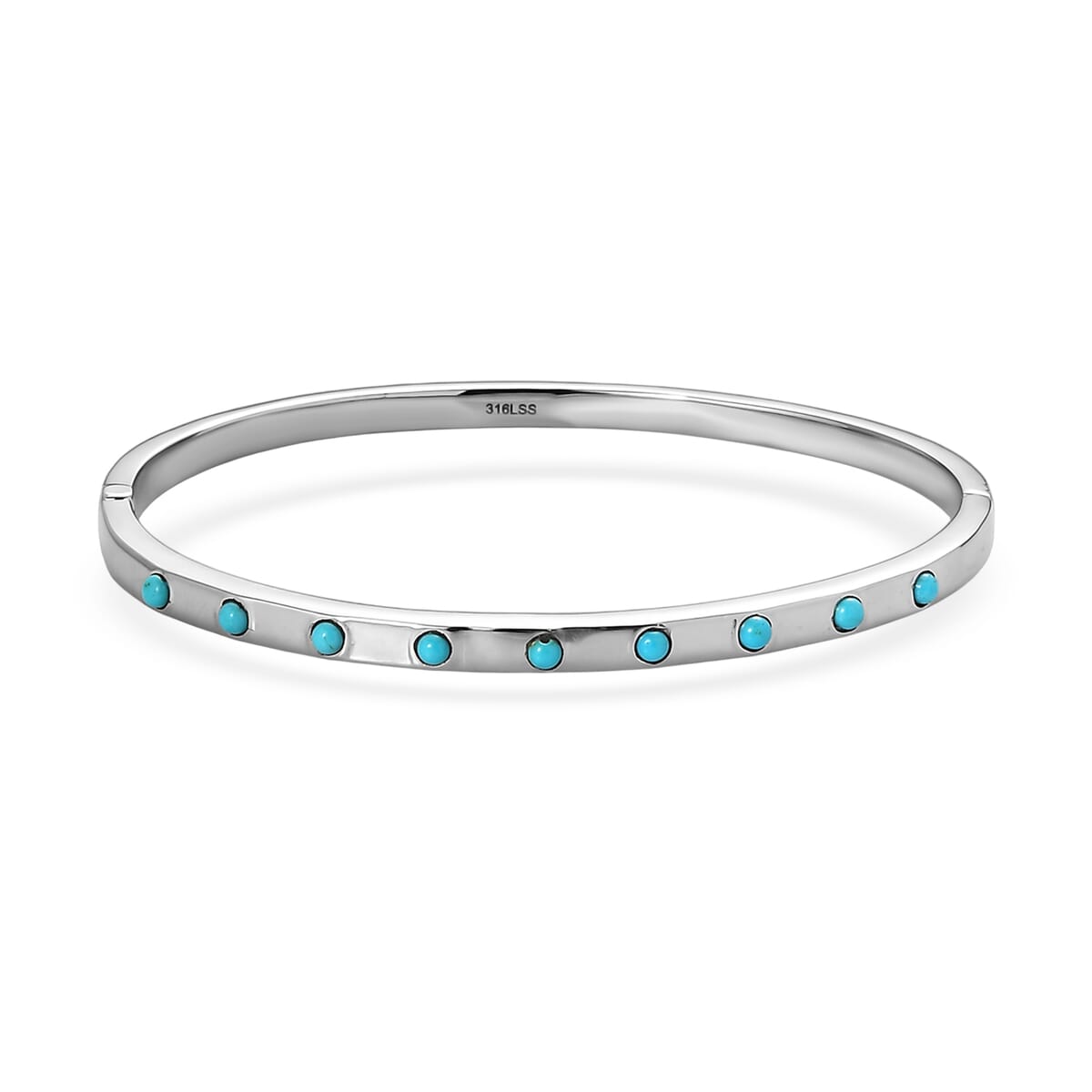 Sleeping Beauty Turquoise 0.50 ctw Bangle Bracelet in Stainless Steel image number 0