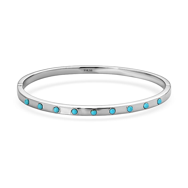 Sleeping Beauty Turquoise 0.50 ctw Bangle Bracelet in Stainless Steel