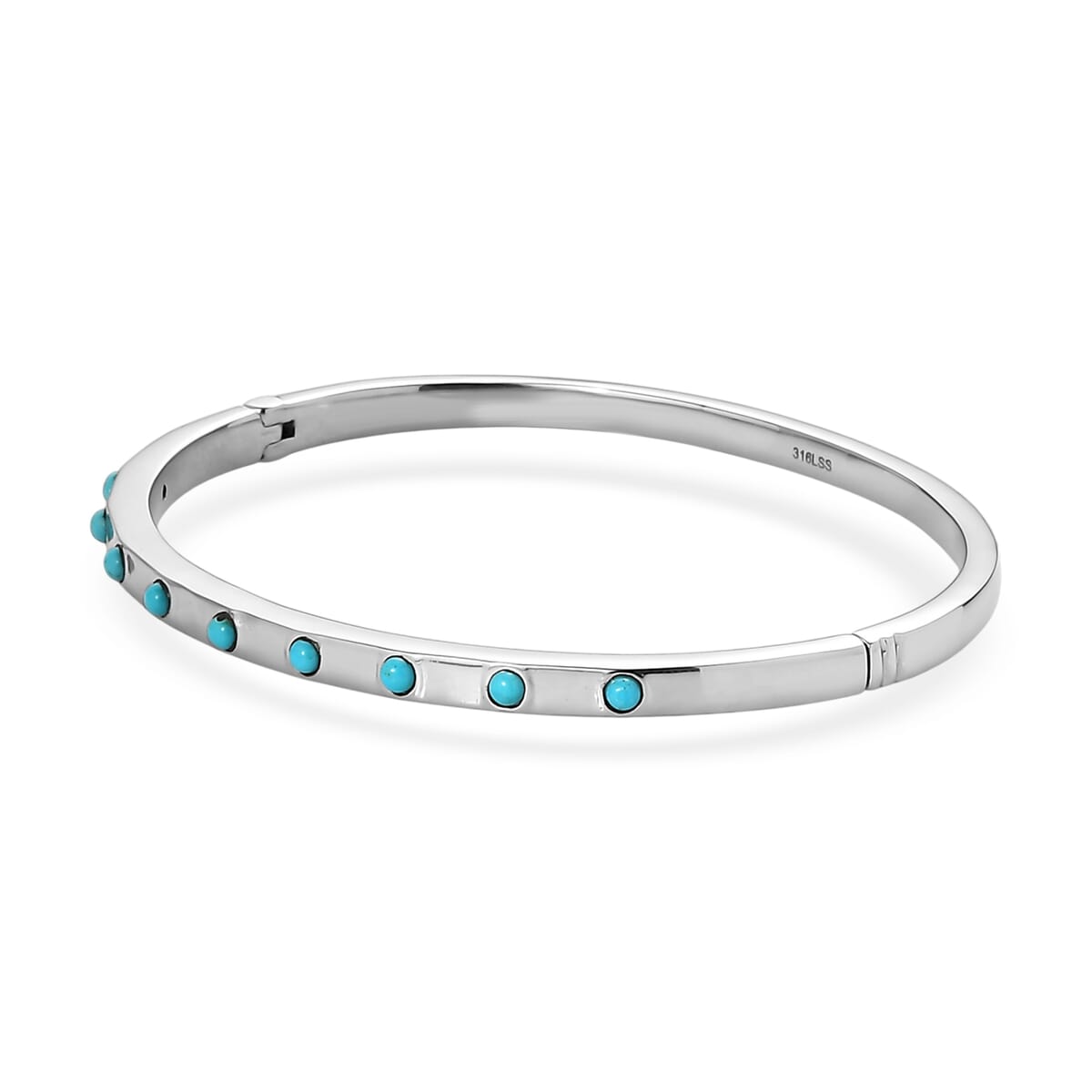 Sleeping Beauty Turquoise 0.50 ctw Bangle Bracelet in Stainless Steel image number 3