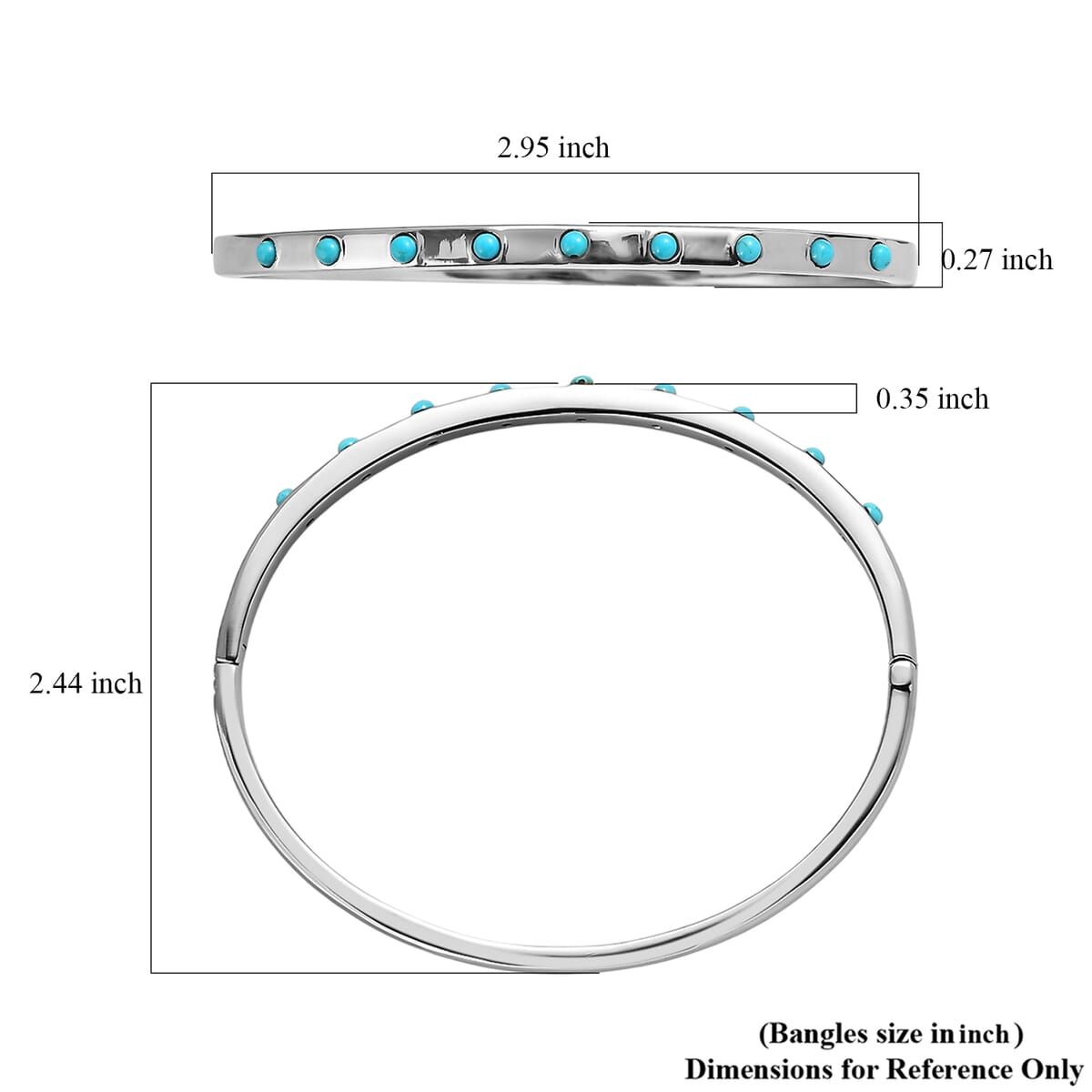 Sleeping Beauty Turquoise 0.50 ctw Bangle Bracelet in Stainless Steel image number 5